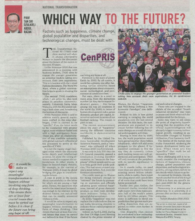 2 April 2017 Which way to the future NST