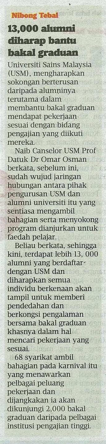 19 Mac 2015 13000 alumni diharap bantu bakal graduan HMetro