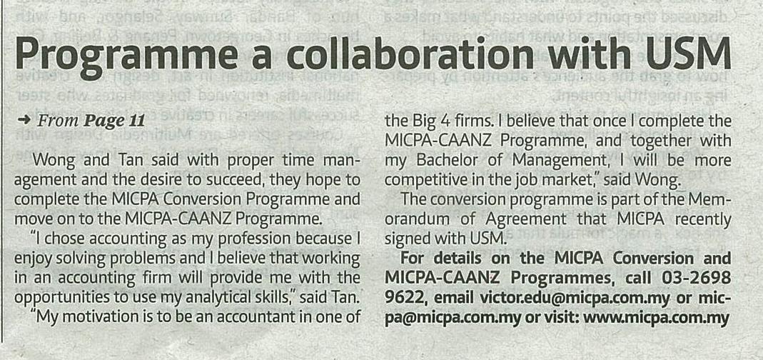 1 Mac 2015 Accountancy open to all via MICPA NSUNT 2