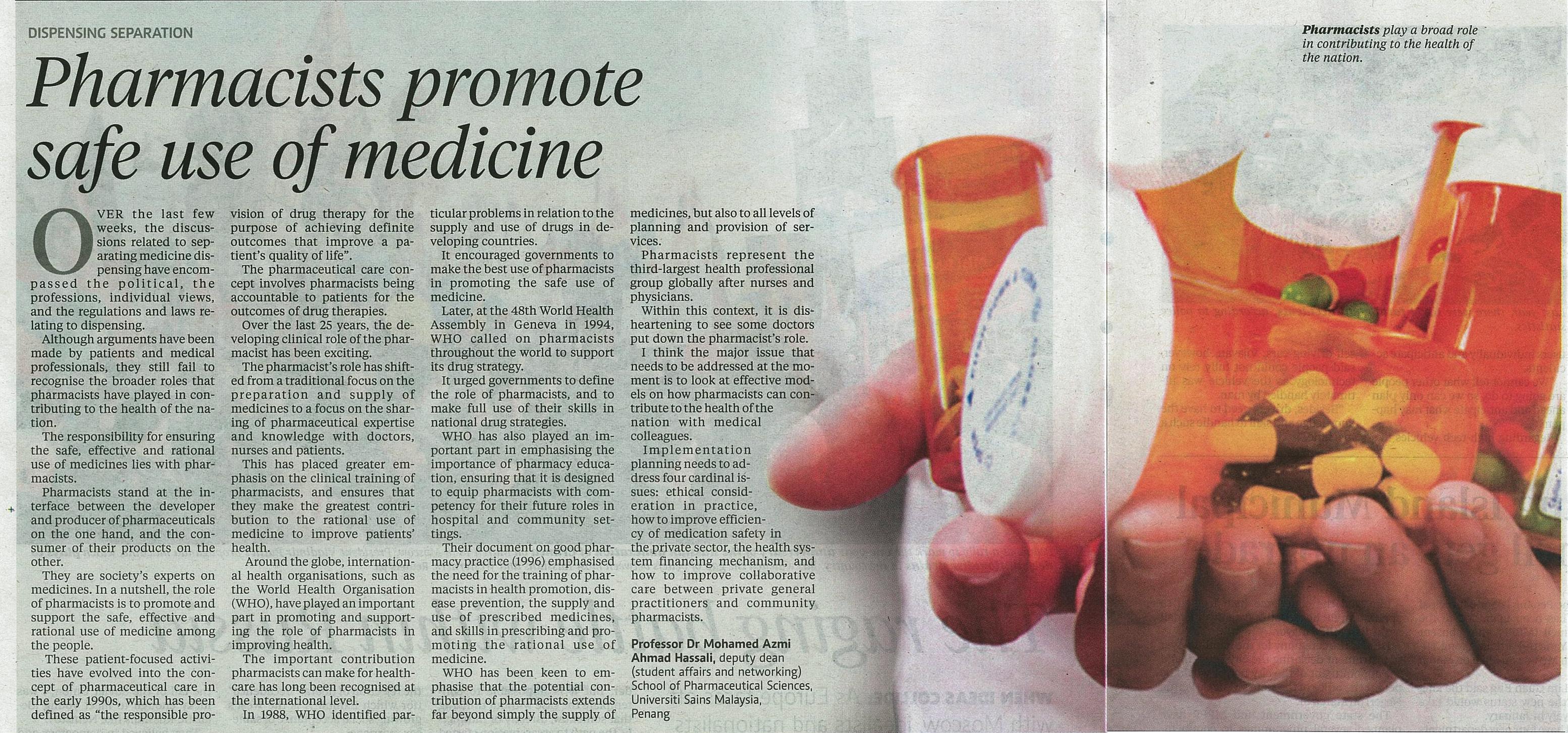 25 Mac 2015 Pharmacists promote safe use of medicine NST