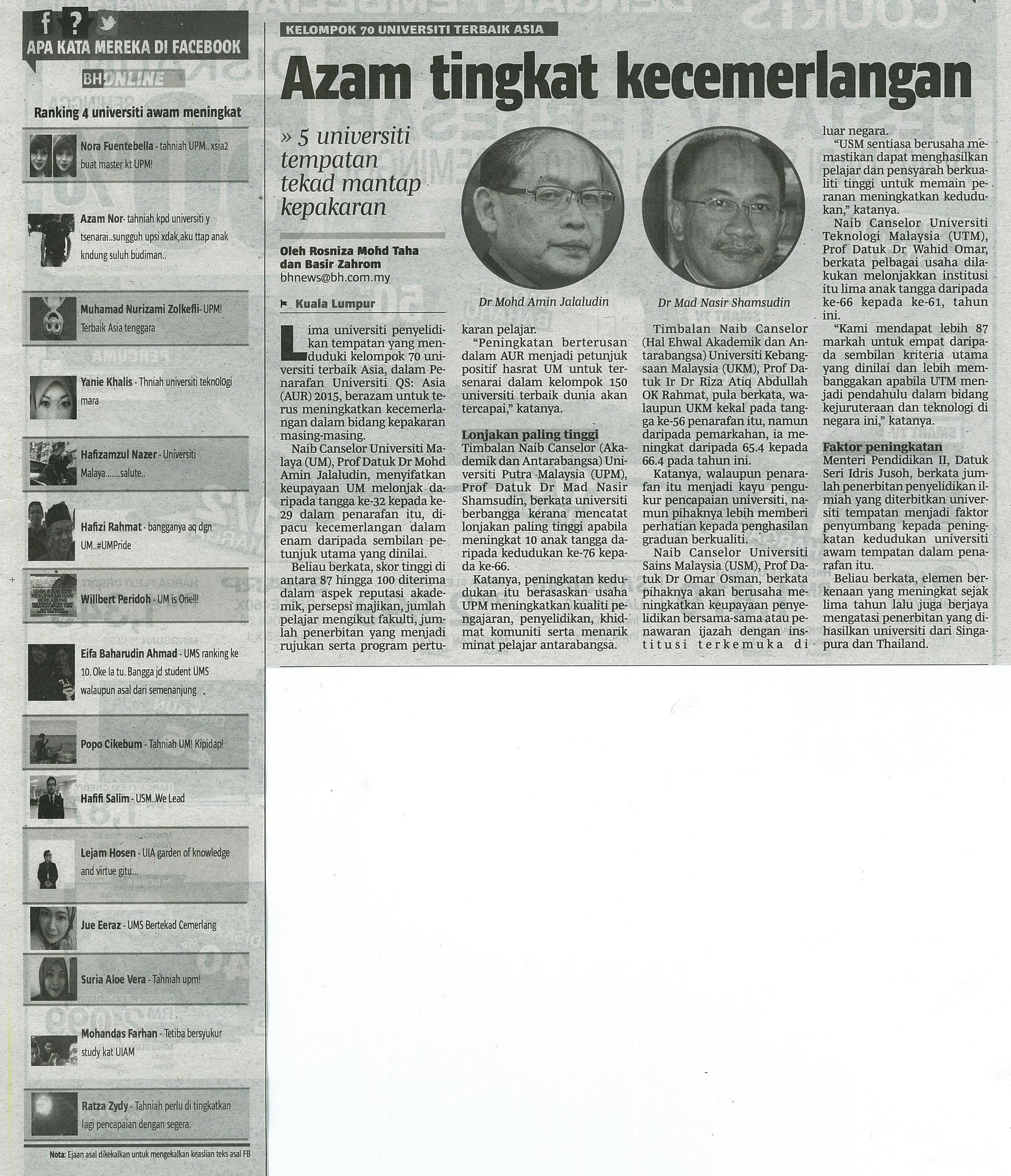 11 Jun 2015 Azam tingkat kecemerlangan B.Harian