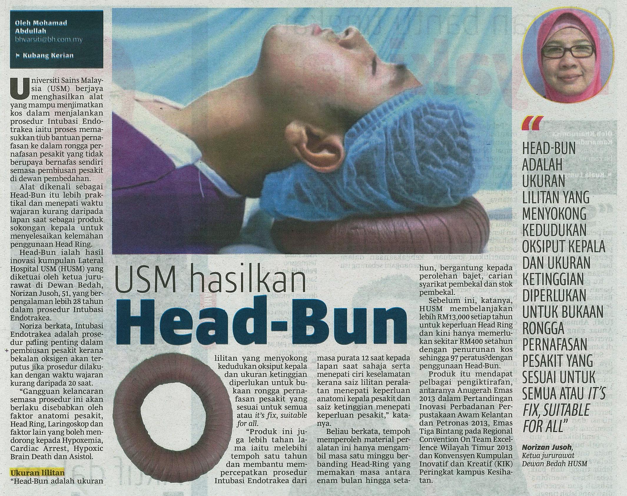 11 Jun 2015 USM hasilkan Head Bun B.Harian