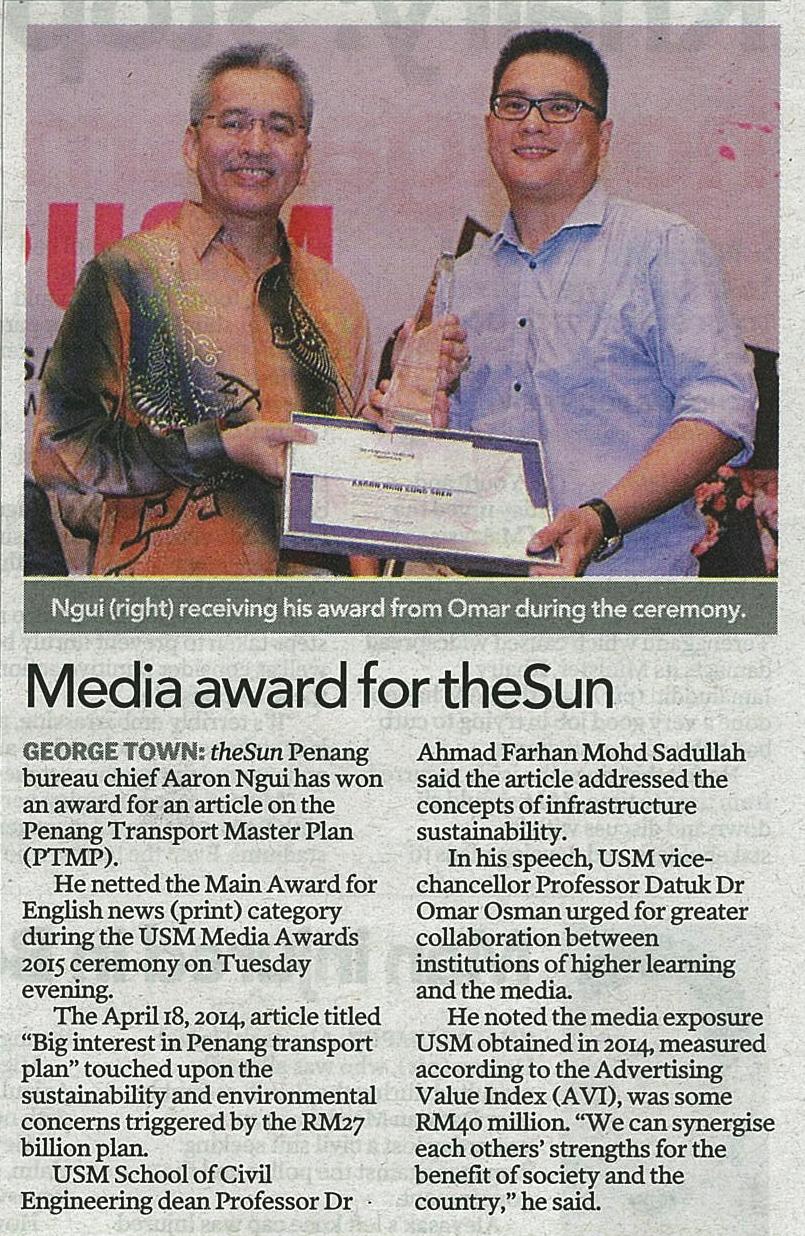 21 Mei 2015 Media award for the Sun The SUn