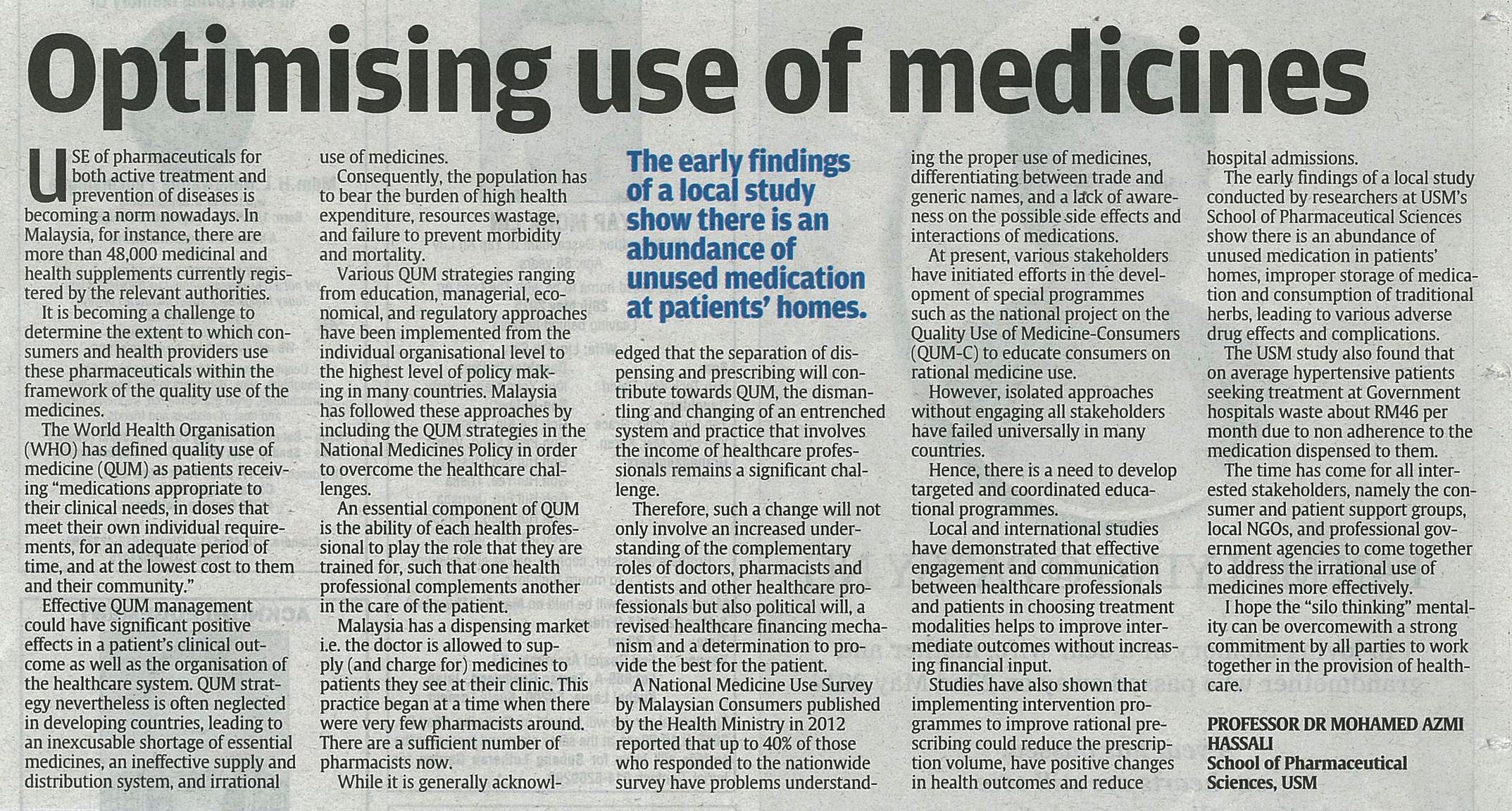 22 Mei 2015 Optimising use of medicines The Star