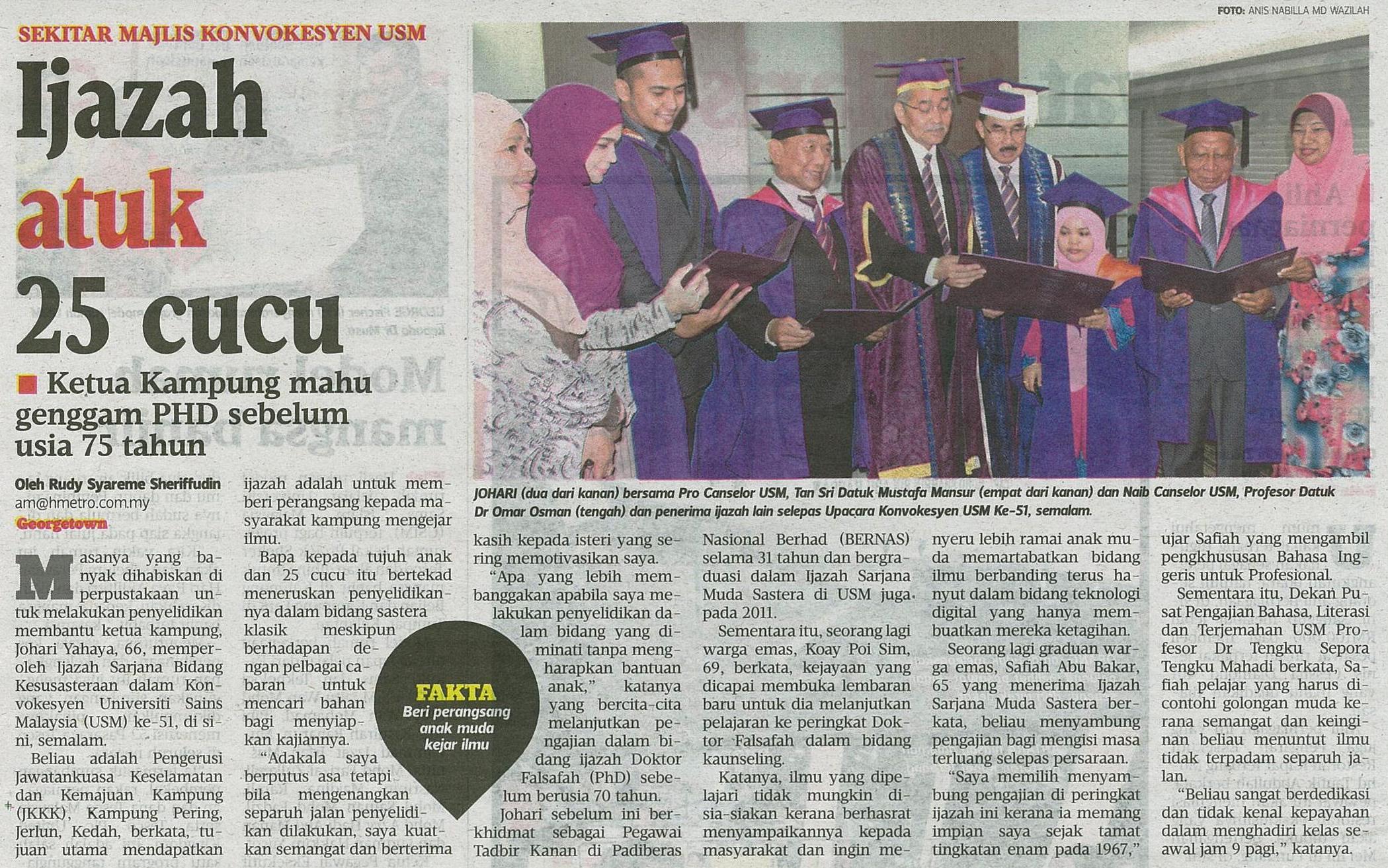 27 April 2015 Ijazah atuk 25 cucu HMetro