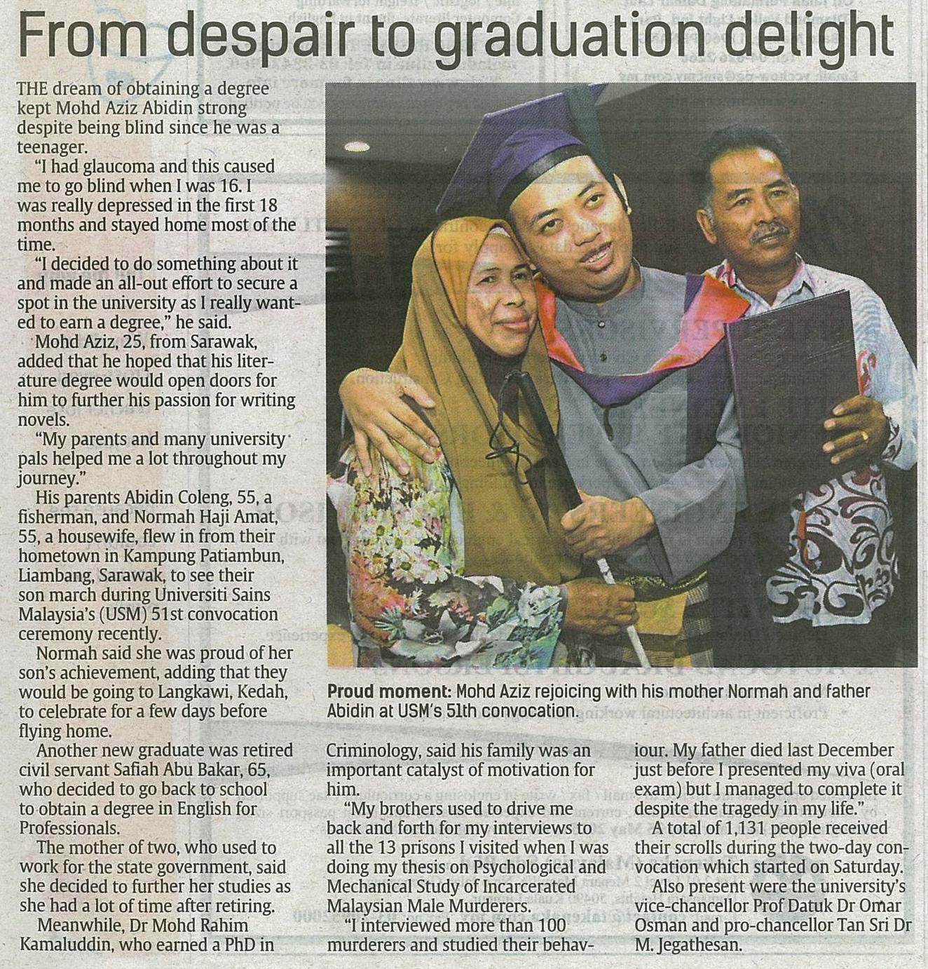 29 April 2015 From despair to graduation delight The Star