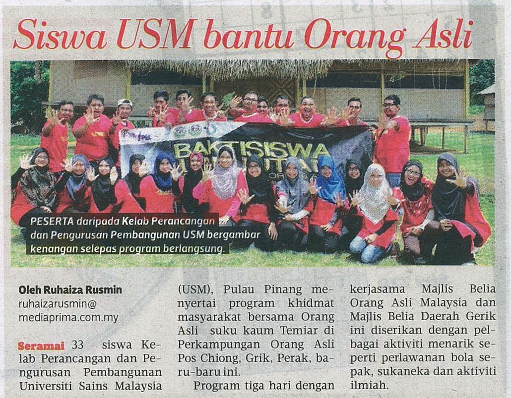 4 Mei 2015 Siswa USM bantu Orang Asli Metro